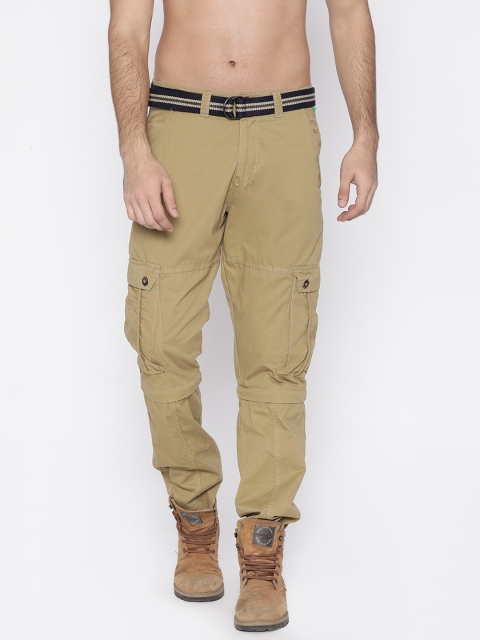 

FIFTY TWO Men Khaki Original Solid jogger Cargos with Detachable Shorts
