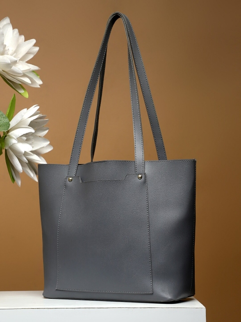

LEGAL BRIBE Grey Solid Structured Tote Bag