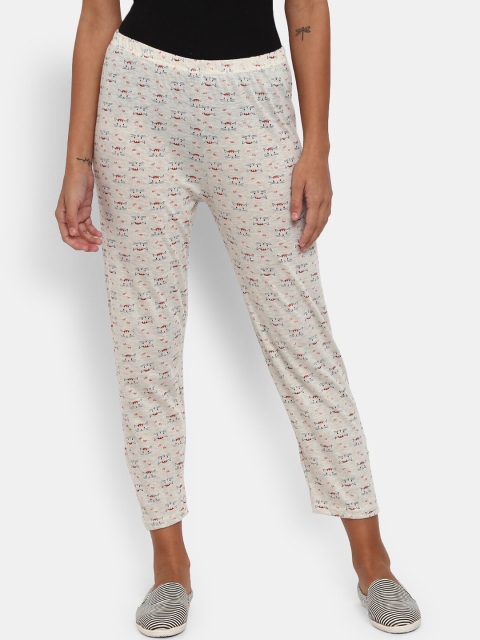 

V-Mart Women Beige Printed Cotton Track Pant