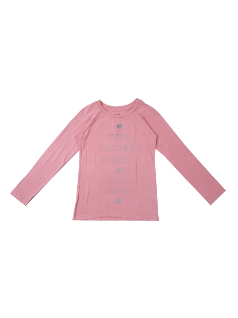 

Gini and Jony Girls Pink Printed Round Neck T-shirt