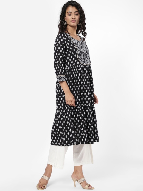 

R&B Women Black Printed Kurta