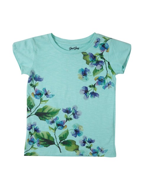 

Gini and Jony Girls Green Printed T-shirt