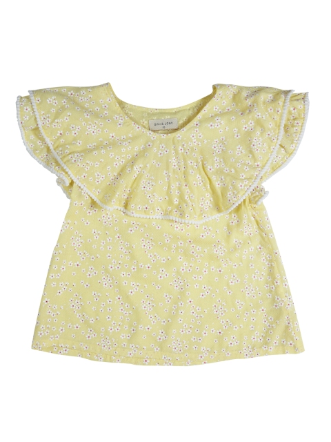 

Gini and Jony Girls Yellow Printed Top