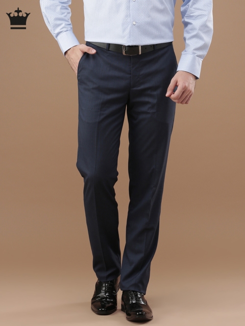 

Louis Philippe Men Blue Milano Fit Solid Formal Trousers