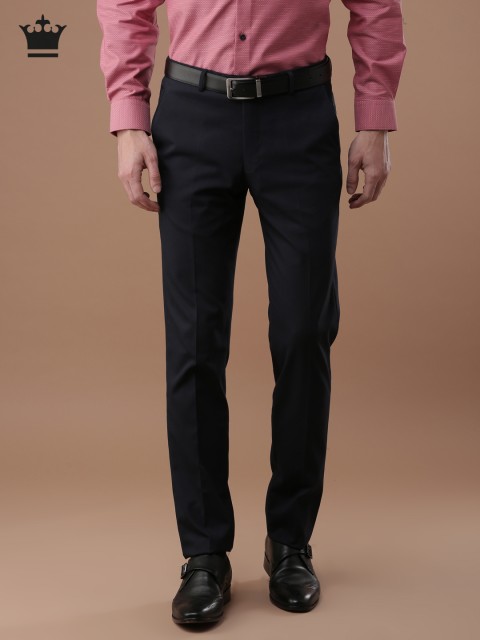 

Louis Philippe Men Navy Blue Slim Fit Solid Formal Trousers