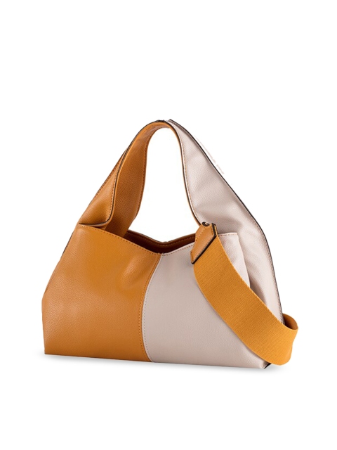 

CARPISA Cream & Mustard Coloured Colourblocked Structured Handheld Bag