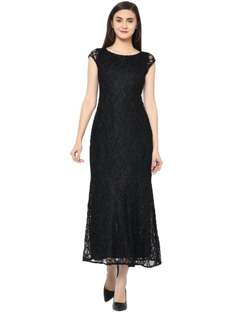 

Latin Quarters Black Lace A-Line Maxi Dress