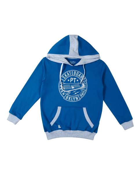 

Palm Tree Boys Blue Printed Hooded Sweatshirt