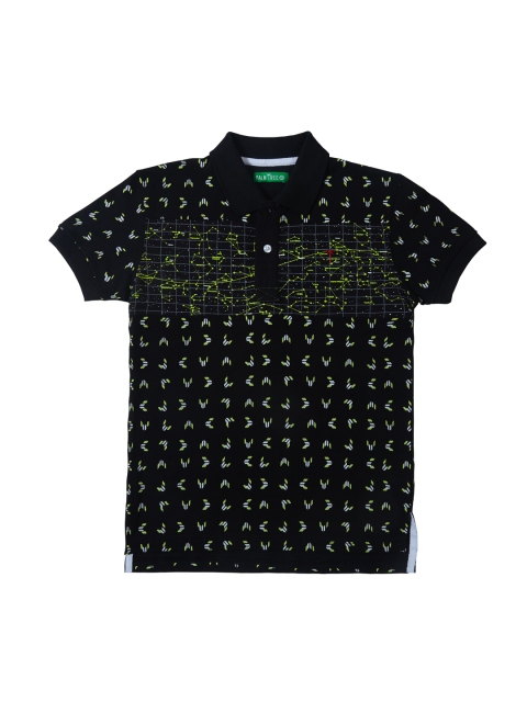 

Palm Tree Boys Black Printed Polo Collar T-shirt