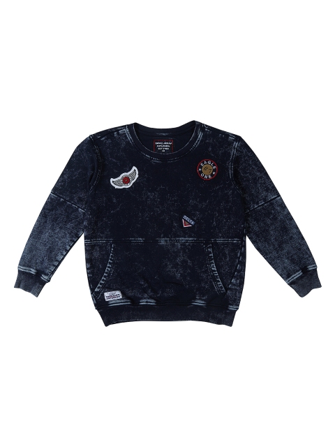 

Gini and Jony Boys Navy Blue Self-Designed Sweatshirt
