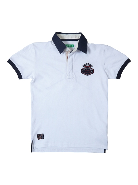 

Palm Tree Boys White Solid Polo Collar T-shirt