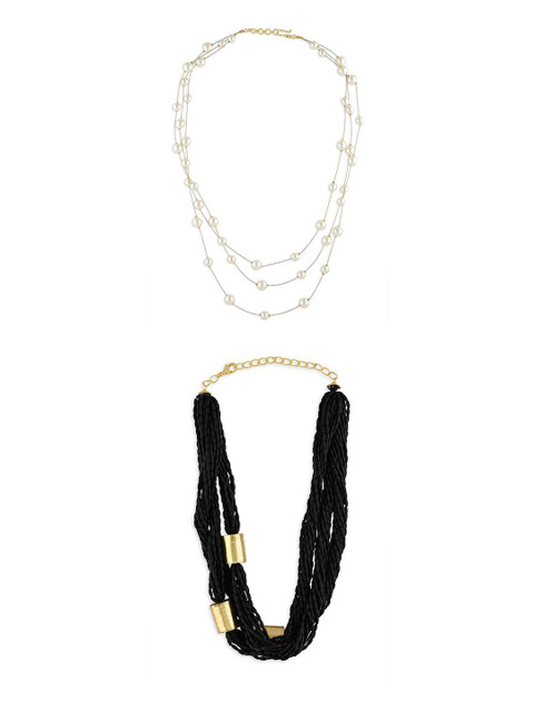 

Ahaanya Women Pack Of 2 Gold-Plated & White Necklace