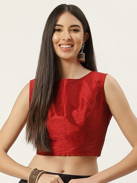 

Studio Shringaar Maroon Solid Saree Blouse