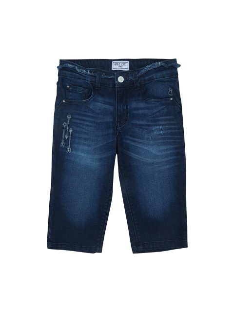 

Gini and Jony Girls Blue Solid Regular Fit Capris