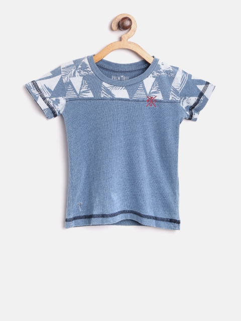 

Palm Tree Boys Blue Printed Detail Round Neck T-shirt