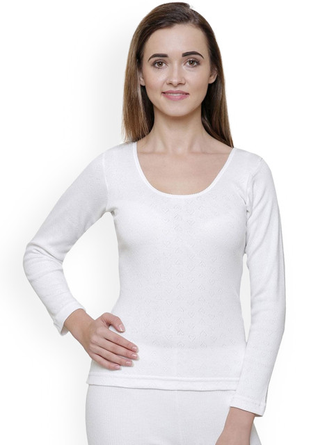 

BODYCARE INSIDER Women White Solid Cotton Thermal Tops