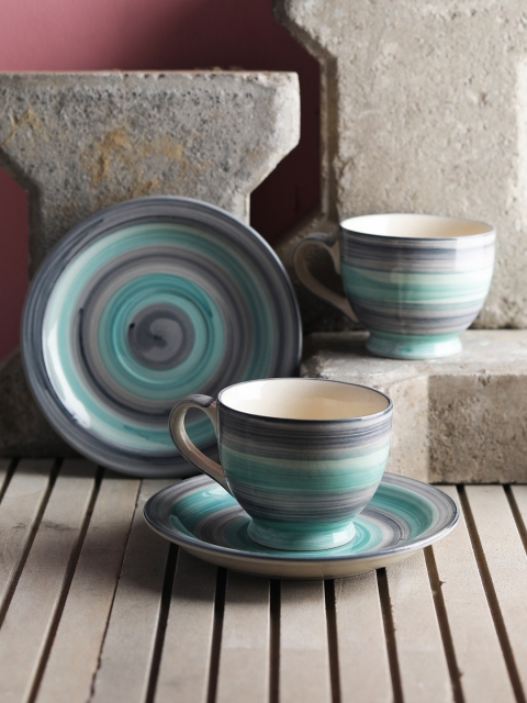 

VarEesha Green 6 Pieces Handcrafted Ceramic Cup & Saucer Set