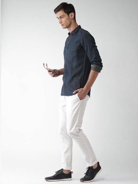 

Mast & Harbour Men Navy Blue Slim Fit Solid Casual Shirt