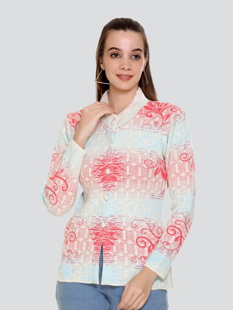 

Arshiya Women Blue & Pink Floral Open Front Cardigan