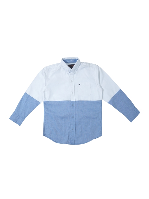 

Gini and Jony Boys White & Blue Regular Fit Colourblocked Casual Shirt