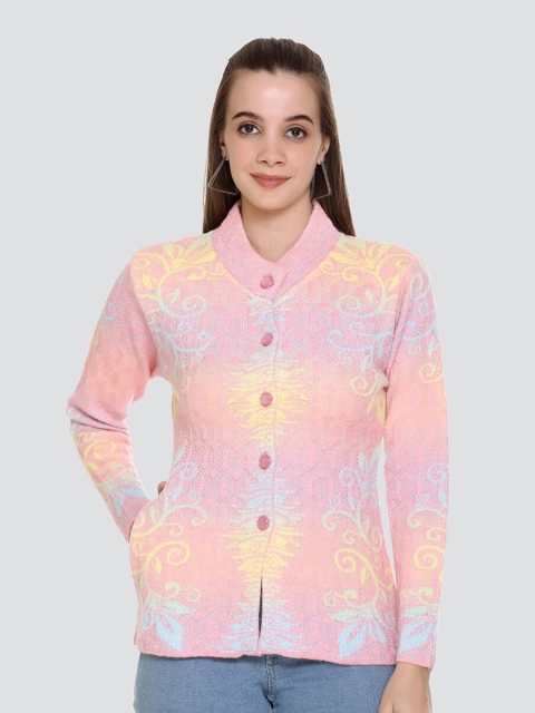 

Arshiya Women Pink & Blue Floral Open Front Cardigan