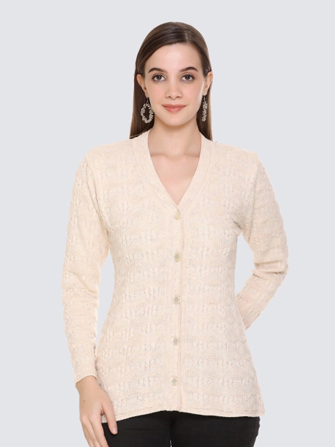 

Arshiya Women Beige Open Front Acrylic Cardigan