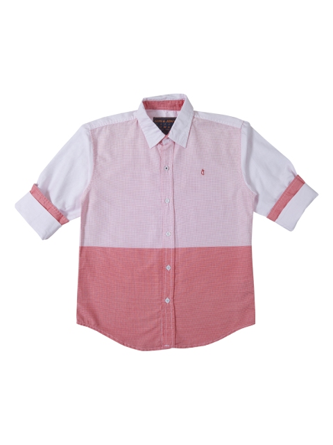 

Gini and Jony Boys Red & White Colourblocked Self-Designed Casual Shirt