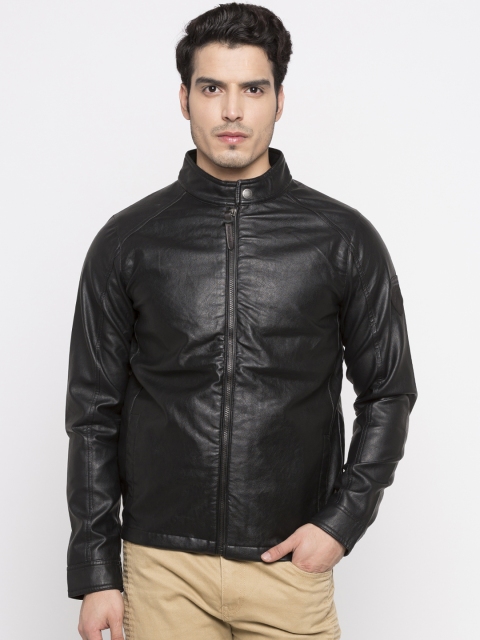 

Pepe Jeans Men Black Solid Biker Jacket