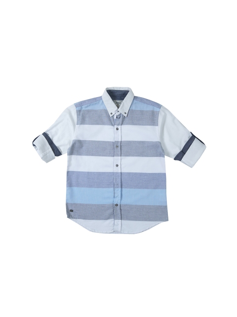 

Gini and Jony Boys Grey & Blue Regular Fit Striped Casual Shirt