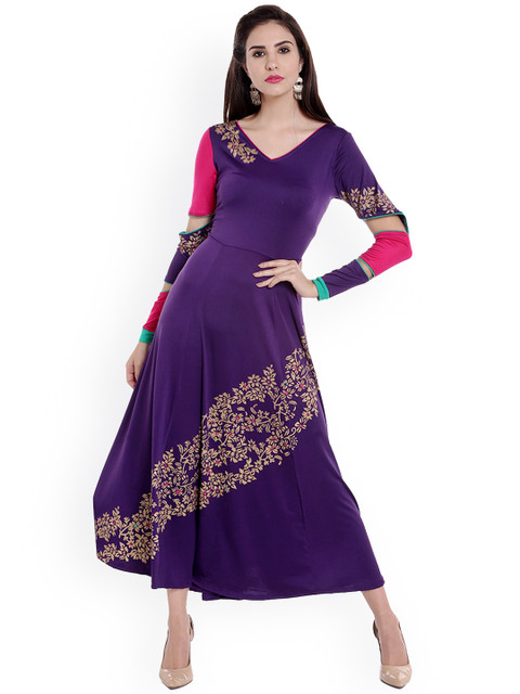

Ira Soleil Women Purple Printed A-Line Kurta