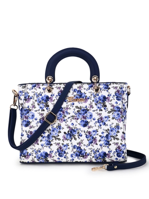 

Exotic Blue & Green Floral Printed PU Oversized Structured Handheld Bag