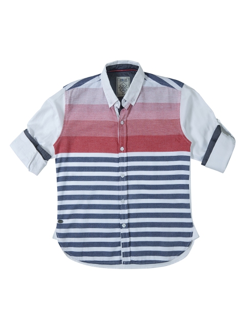 

Gini and Jony Boys White & Red Regular Fit Striped Casual Shirt