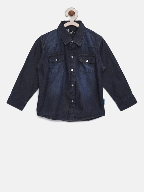

Gini and Jony Boys Blue Washed Standard Fit Denim Casual Shirt