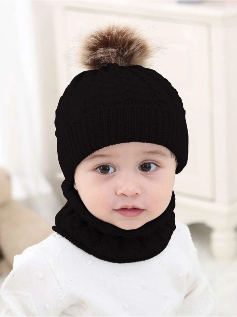 

EL REGALO Unisex Kids Black & Brown Self Design Wool Balaclava