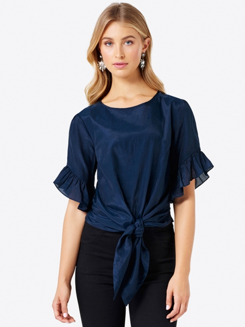 

Forever New Women Navy Solid Top, Navy blue