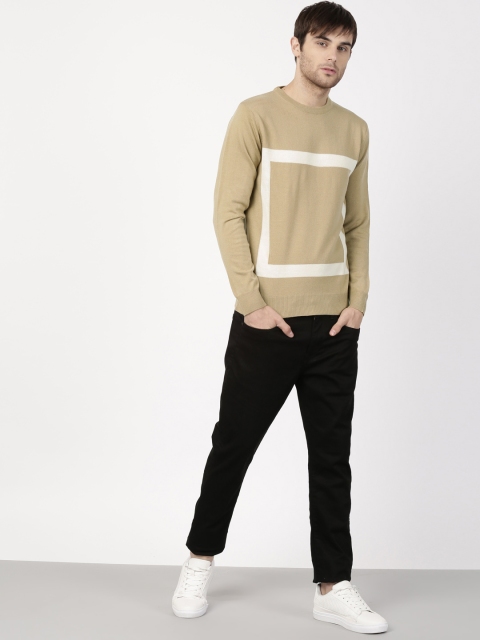 

ether Men Beige Printed Pullover
