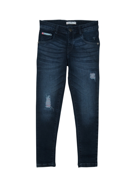 

Palm Tree Girls Blue Jean Regular Fit Mid-Rise Low Distress Jeans