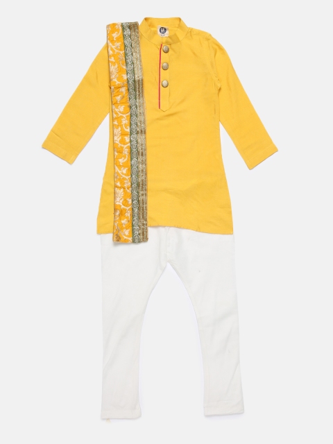 

Yellow Kite Boys Yellow & White Solid Kurta with Pyjamas & Kurta