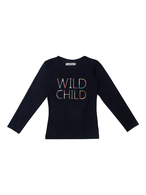 

Palm Tree Girls Navy Blue Printed Round Neck T-shirt