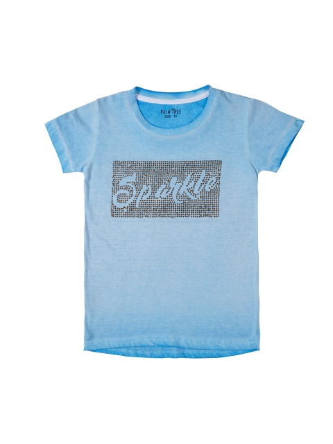 

Palm Tree Girls Blue Embellished Round Neck T-shirt