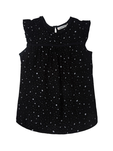 

Palm Tree Girls Black Printed A-Line Top