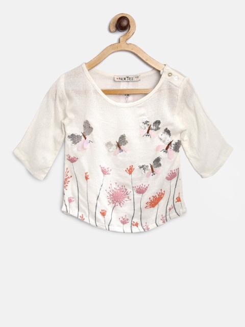 

Palm Tree Girls Off-White Printed Top