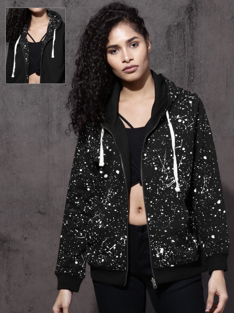 

Roadster Women Black Reversible Hooded Sweatshirt