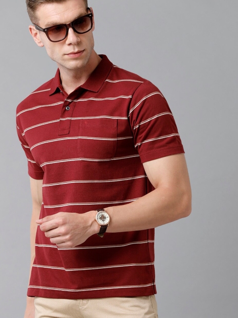 

Classic Polo Men Red Striped Polo Collar Cotton T-shirt