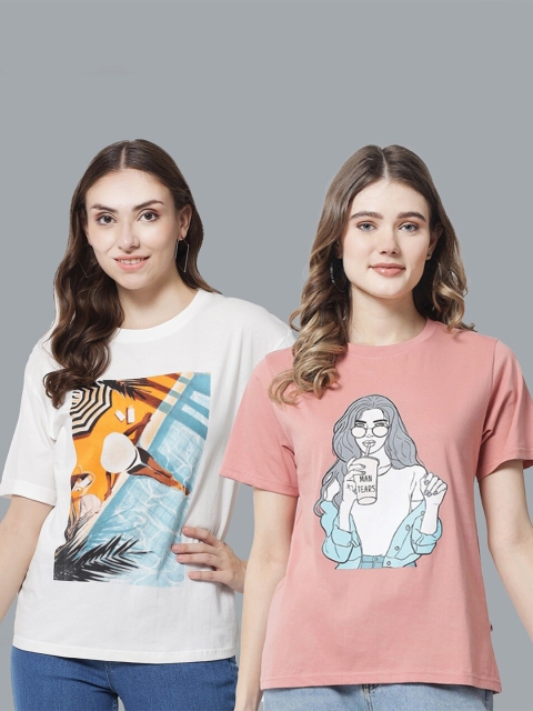 

The Dry State Women Pack of 2 Cotton T-shirt, Rose