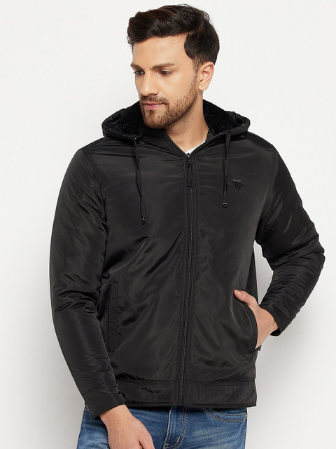 

Okane Men Black Lightweight Hooded Padded Jacket