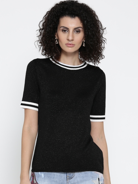 

ONLY Women Black Solid Shimmer Top