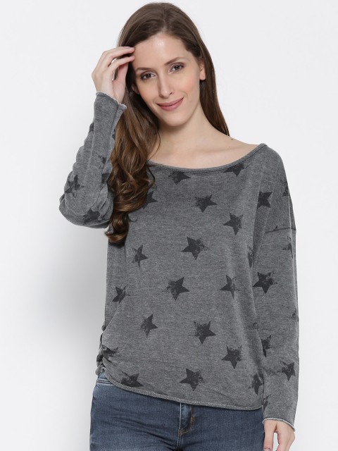 

ONLY Women Grey Melange Printed Sweatshirt