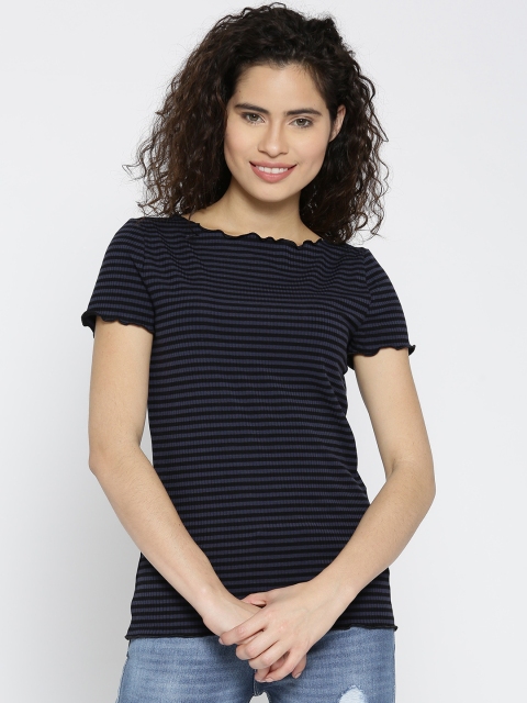 

ONLY Women Navy Blue Striped Top