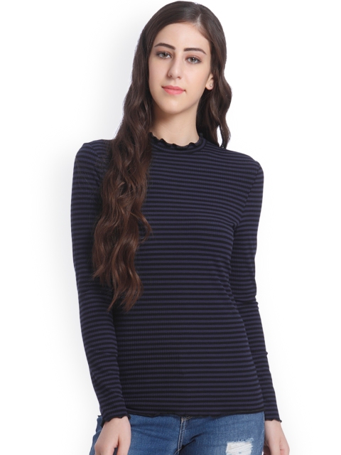

ONLY Women Black & Navy Striped Top